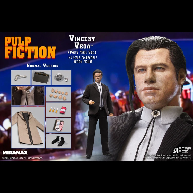 StarAce Pulp Fiction Vincents Vega 2.0 Ponys Tail Version SA0085 SA0086 Model Full set Action Figure Doll 30 cm for Collection