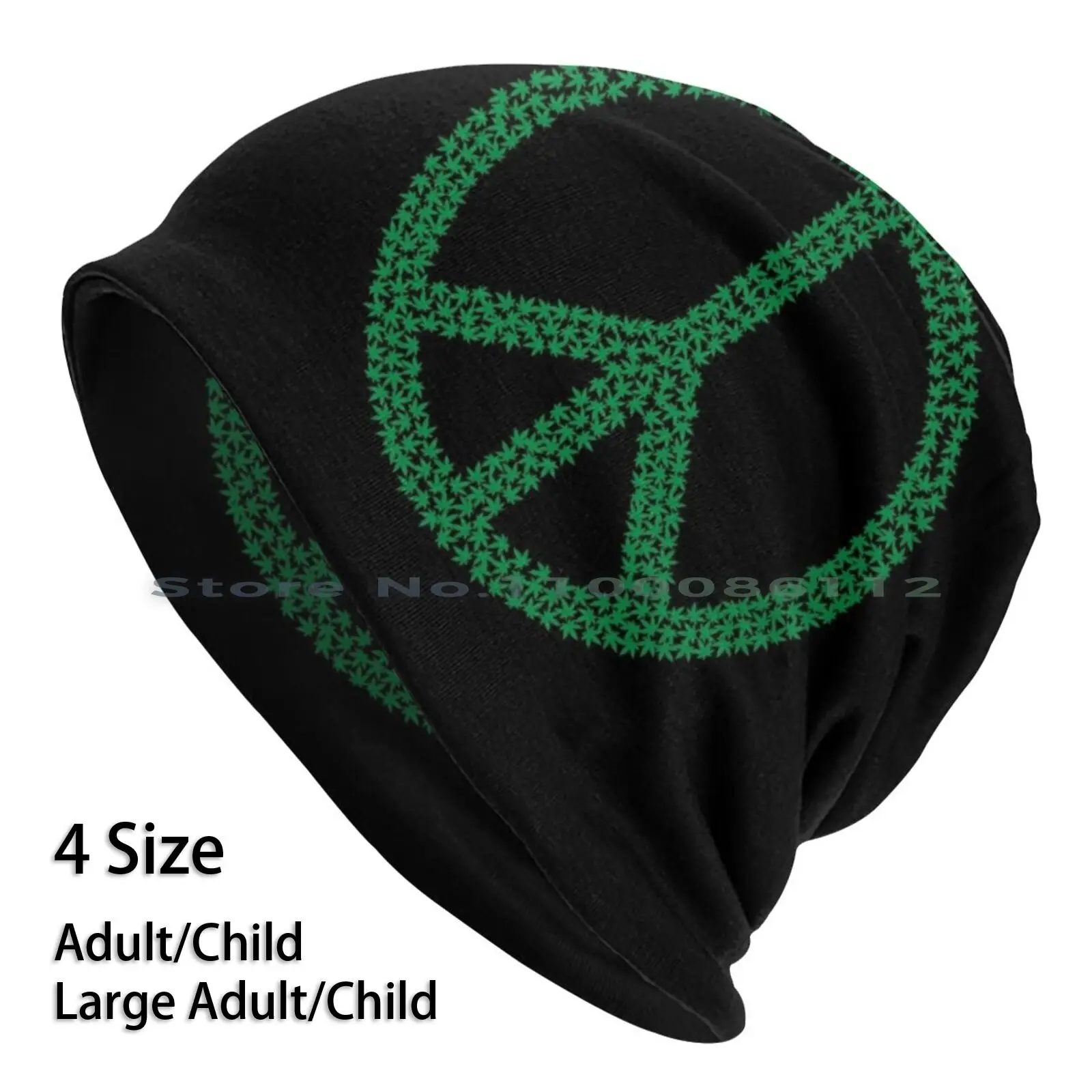 Peaceweed Beanies Knit Hat Weed 420 Thc Smoke Stoner High Pot Drugs Bong Joint Trippy Cool Pipe Smoking Blunt Bud Funny Green