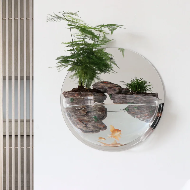 GY Wall-Mounted Fish Tank Wall Decorative Creative Self-Absorbent Plant Flowerpot Wall Pendant Hanging Fish Globe