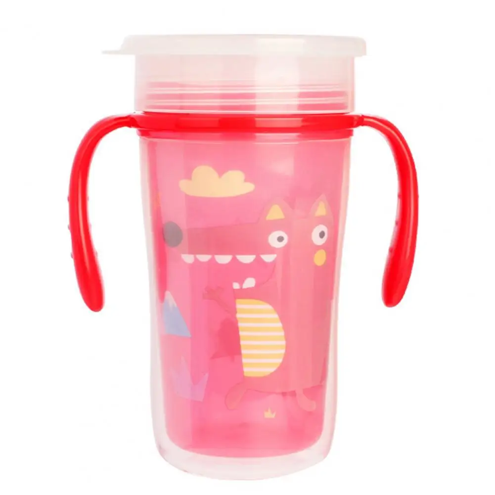 Water Cup Double layer Handles Large Diameter BPA Free Baby Cartoon Sippy Cup Kid Solid Feeding Cups Birthday Gift