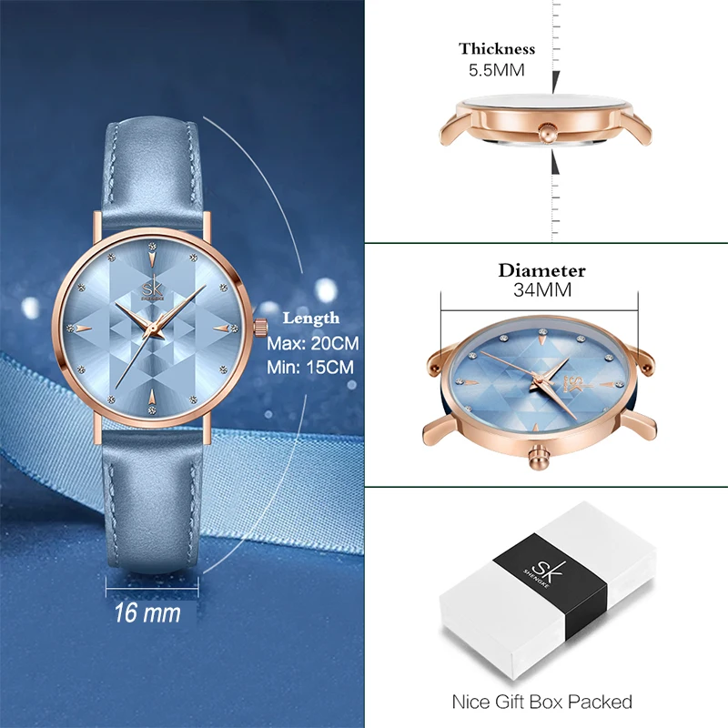 Romantic Light Blue Women Watches Royal Style Relogio Feminino Ultra Thin Minimalist Watch For Women Top Brand Montre Femme