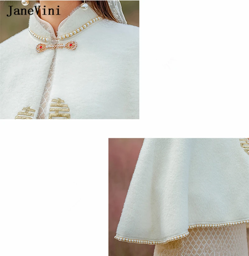 Janevini-女性のフェイクファーコート,真珠の豪華な生地,ジャケット,結婚式のケープ,パーティーアクセサリー,冬