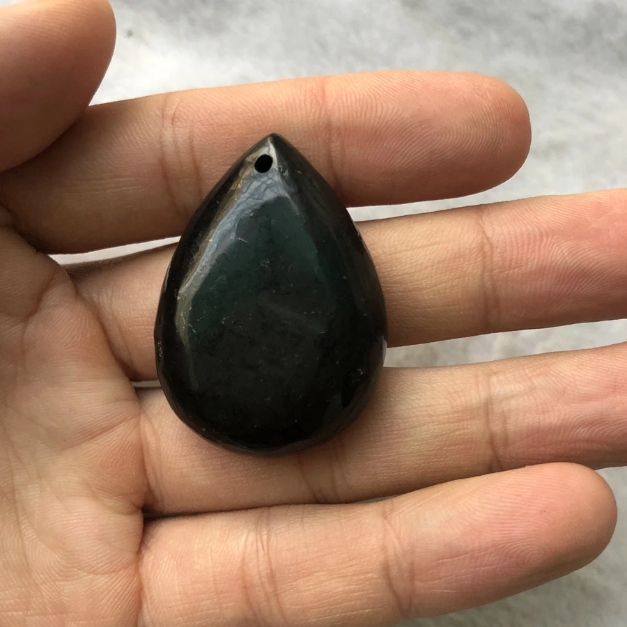 

PANGEM Wholesale 1pcs 100% Russia Shungite Bead Pendant,Pear Drop Healing Gem stone Pendant,Energy healing gem Stones 30mm+