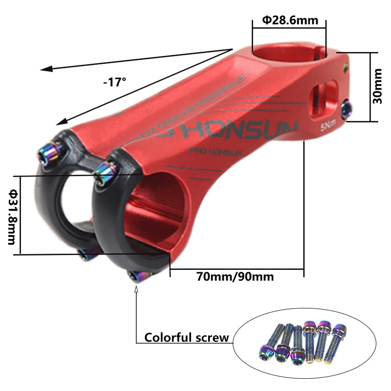 PROHONSUN Bicycle Stem Mountain Road Bike Stem 70mm 90mm Riser 31.8mm Handlebar Stem Bike Riser MTB AM XC DH Stem Bike Parts