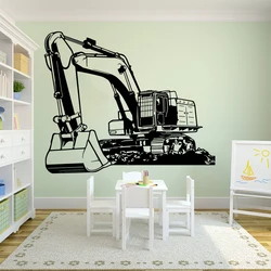 Large Heavy Equipmen Excavator Digger Wall Sticker Kids Room Nursery Cartoon Building Truck Construction Wall Decal Playroom
