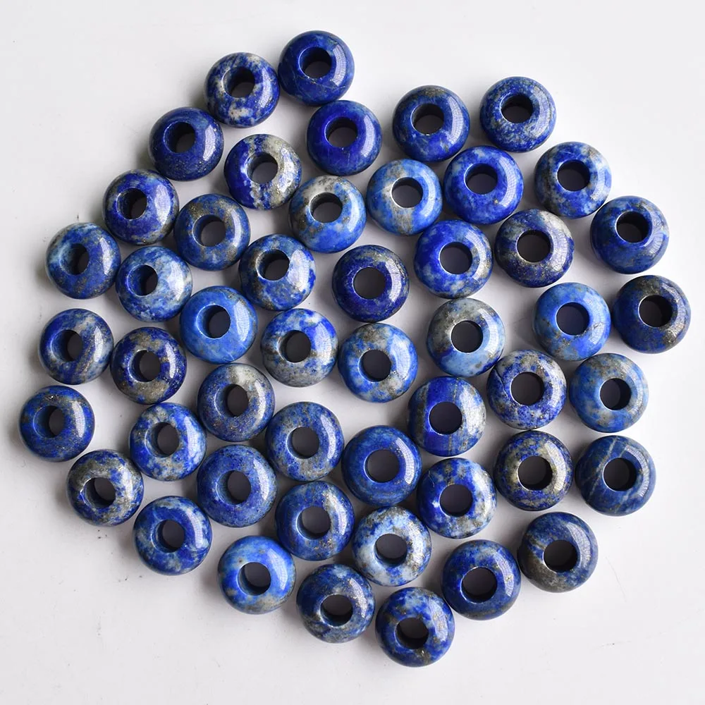 

2020 fashion top quality natural Lapis Lazuli round shape big hole Charms beads For Bracelet making 30pcs/lot wholesale free