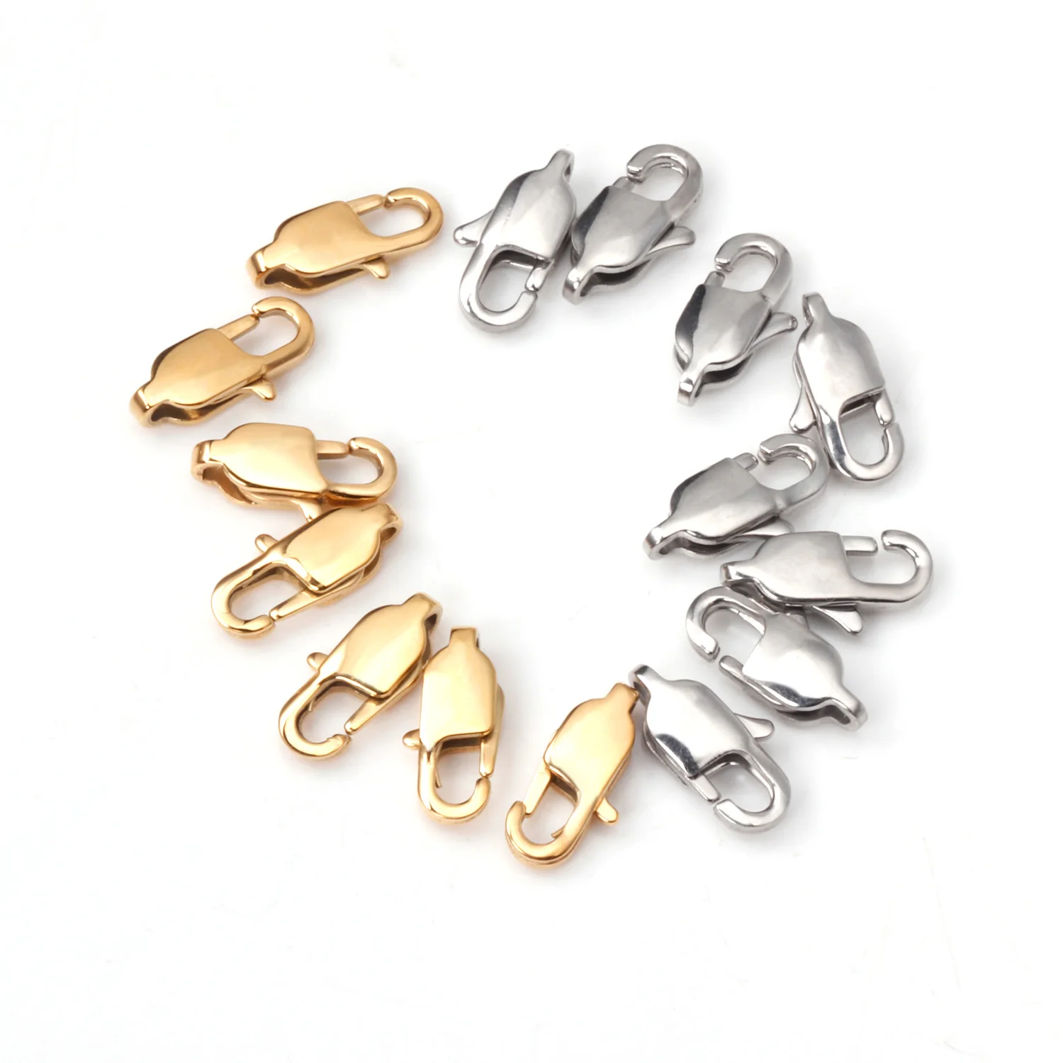 ASON 50/pcs Gold/Silver Color Stainless Steel Lobster Clasp For Necklace Bracelet Findings Connector DIY Jewelry Making Supplies