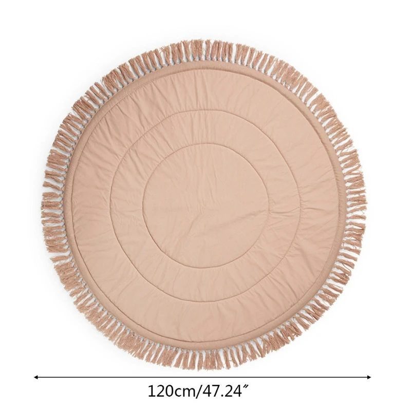 120cm 아기 바닥 카펫 꽃 가장자리 부드러운 목화 게임 놀이 매트 깔개 유아 크롤링 패드 어린이 지상 활동 쿠션