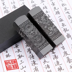 Custom Chinese Name Stamp Natural Solid Wood Japanese Kanji Korean Seal Dragon Phoenix Private Calligraphy Chop School Gift Case
