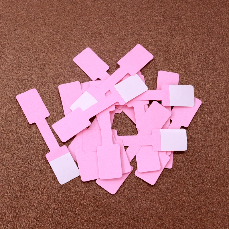 Hot Sale 100pcs Pink Paper Jewelry Ring Stickers Display Packaging Label Tags 6*1.2cm Rectangle Paper Adhesive Sticker For Rings