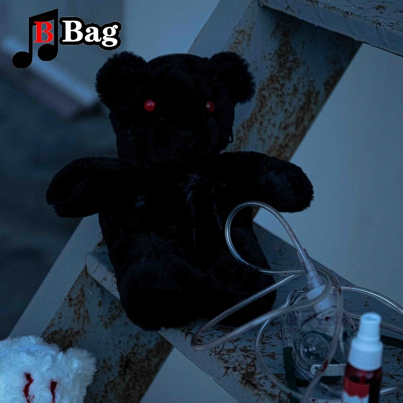 Handmade Gothic Lolita bear bag sickly sanguinary Bear Doll Bag Women Personality shoulder bag Halloween Cosplay Blood bear bag