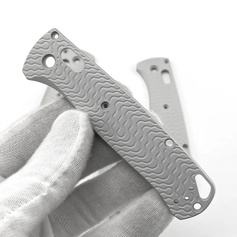 Parche de mango de hoja de aleación de aluminio con patrón ondulado para cuchillo BM 535, accesorios de bricolaje, Bugout 535, 1 par