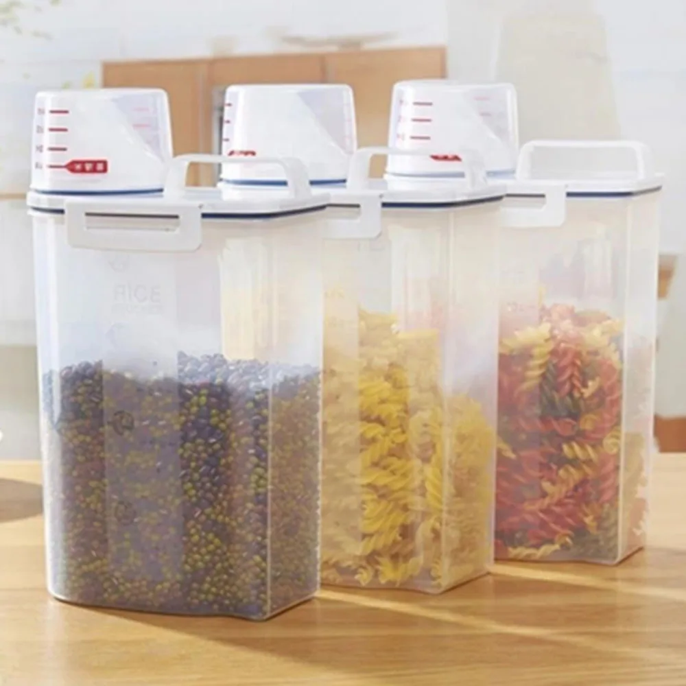 

Portable Storage Box Suitable For Cereals And Oatmeal Storage Tank With Measuring Cup