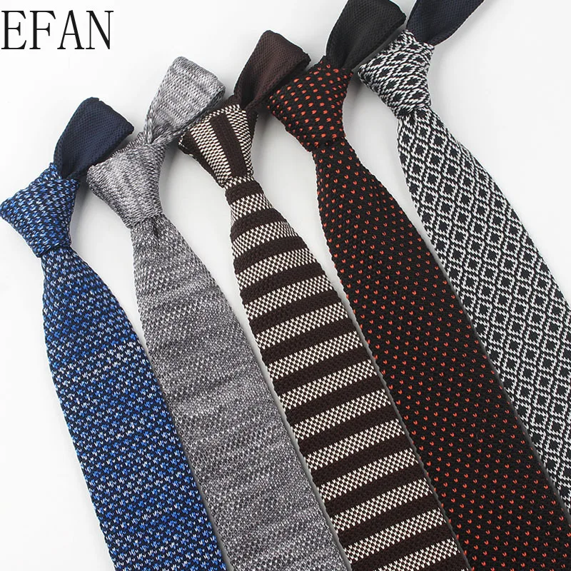 6cm New Knitted Knit Leisure Triangle Striped Ties Normal Sharp Corner Neck Ties Men Classic Woven Designer Cravat