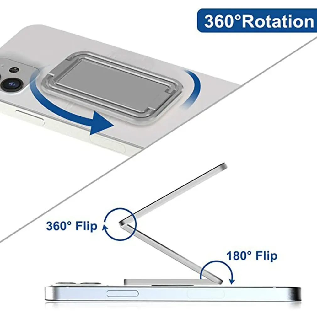 360 회전 접이식 휴대 전화 스탠드 백 울트라 얇은 전화 링 홀더 멀티 앵글 휴대용 책상 금속 손가락 킥 스탠드