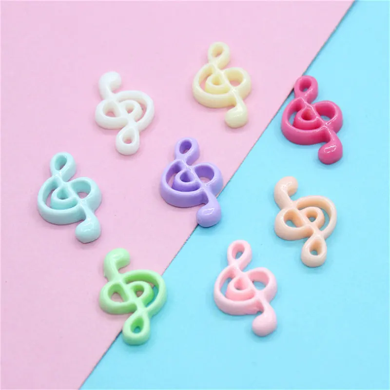 Julie Wang 20PCS Resin Musical Note Charms Mixed Colors Flat Back Pendant Jewelry Making Accessory Table Decor