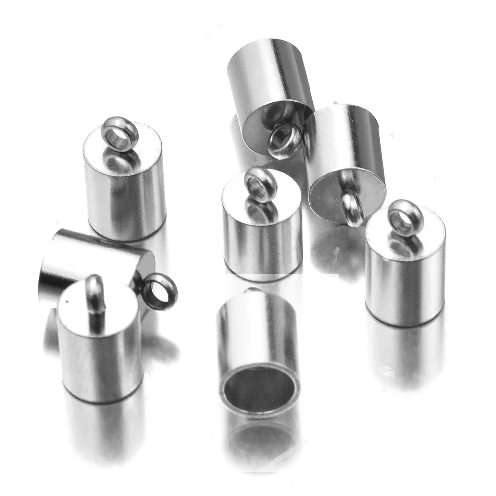 20pcs Scelte Multiple In Acciaio Inox End Caps per il Cavo di Cuoio del Braccialetto Della Collana Della Nappa Cap Connettori per il FAI DA TE