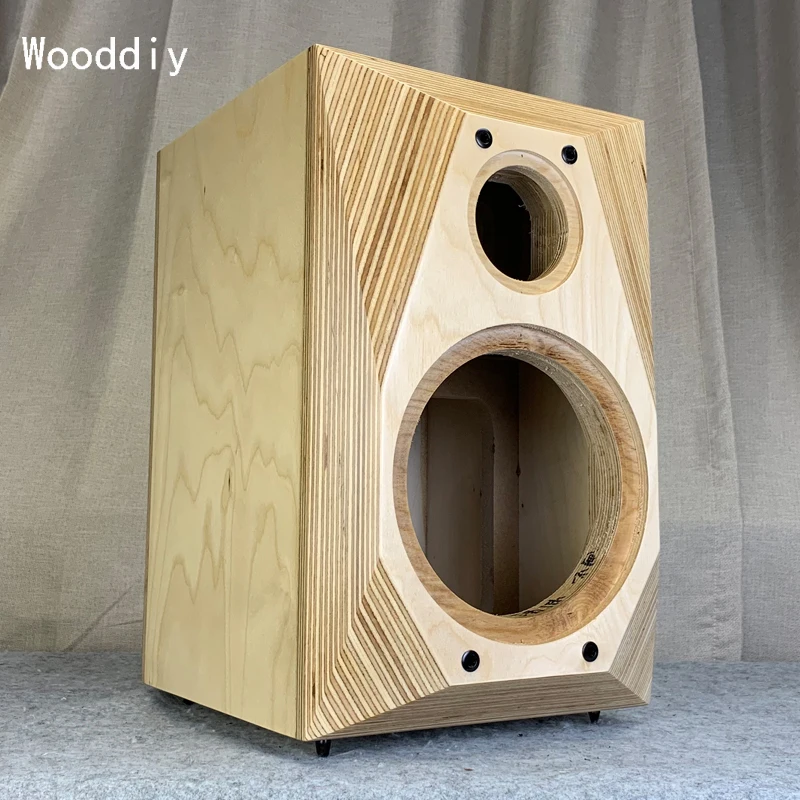 Wooddiy 6.5 inch One Pair Empty Loudspeaker Birch Plywood Cabinet Two Way Wood Bookshelf Speaker Classic Empty Box Big Bevel