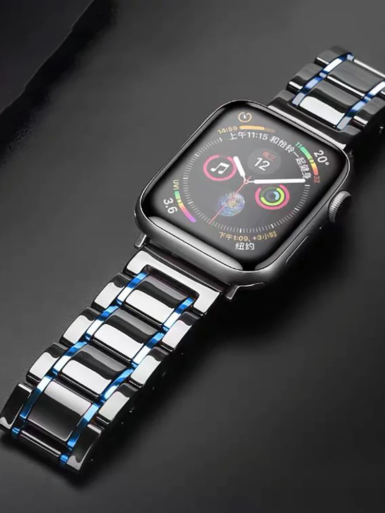 For Apple watch ceramic band 8 7 6 se 6 5 4 of 38mm 40mm 42mm 44 mm 45mm 49mm stainless steel strap bracelet  for iwatch