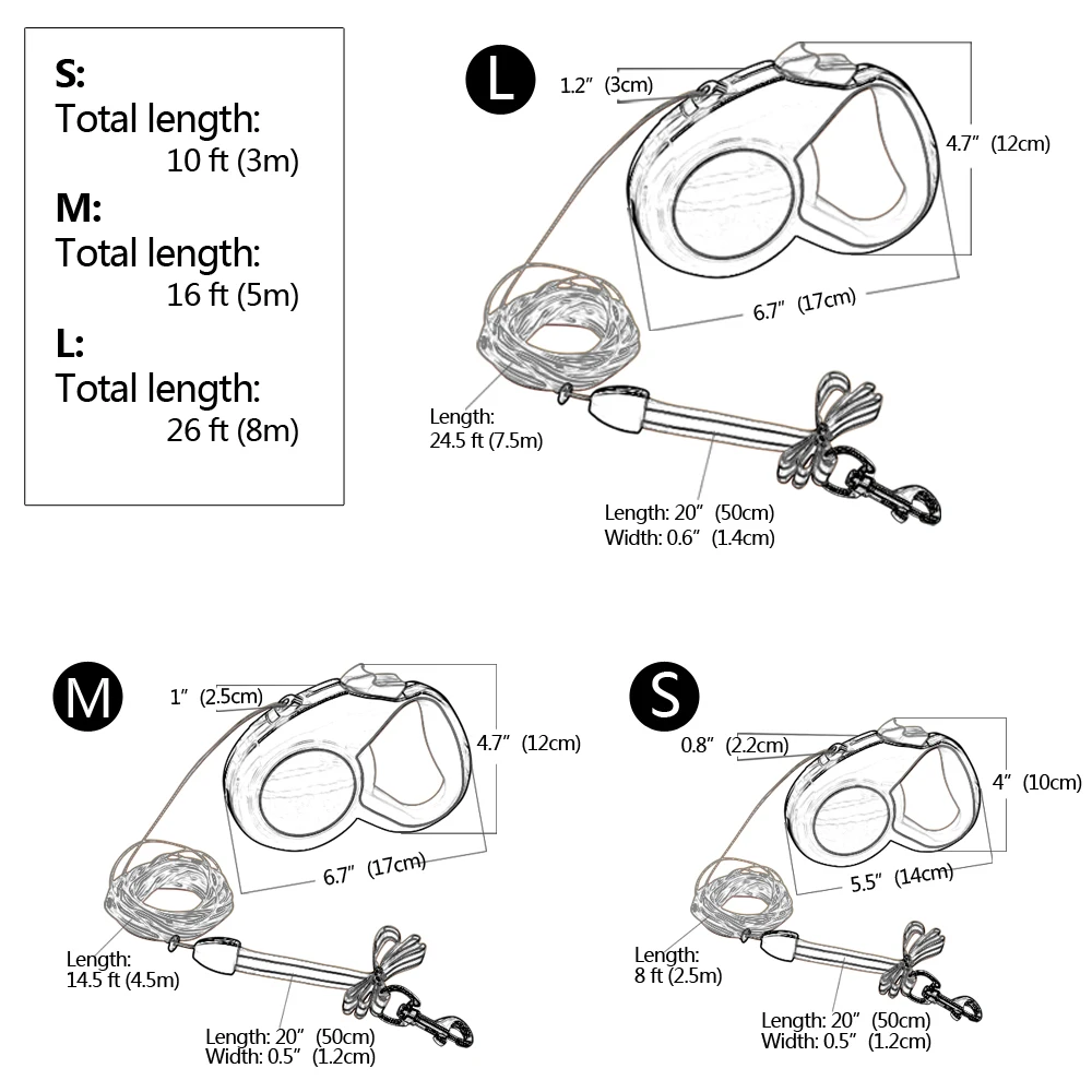 Retractable Dog Leash Automatic Extending Nylon Puppy Pet Dog Leashes Lead Dog Walking Running Leash Traction Rope 3m 5m 8m