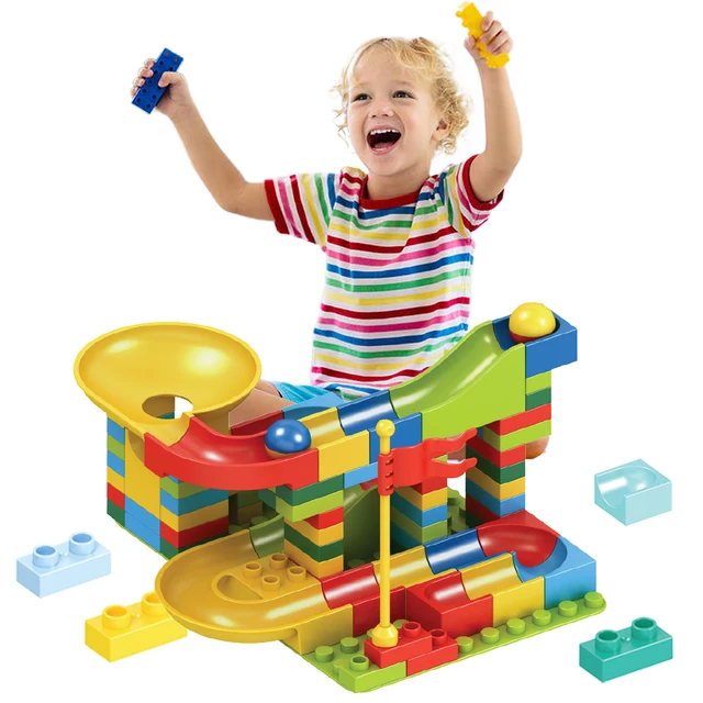 88-100PCS Lejek Zjeżdżalnia Klocki Marmurowa Wyścigowa Maze Ball Tracking Block DIY Plastikowe Duże Klocki Zabawki dla dzieci Prezent dla dzieci