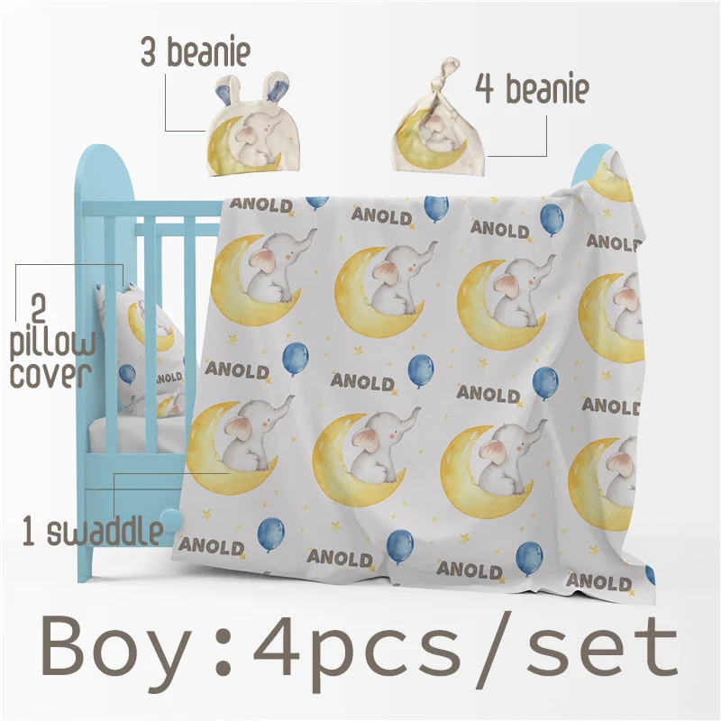 아기 Swaddle 신생아 아기 담요 Swaddling 100% 코 튼 인쇄 이름 맞춤 된 유아 아기 침구 선물 침대 침대 담요