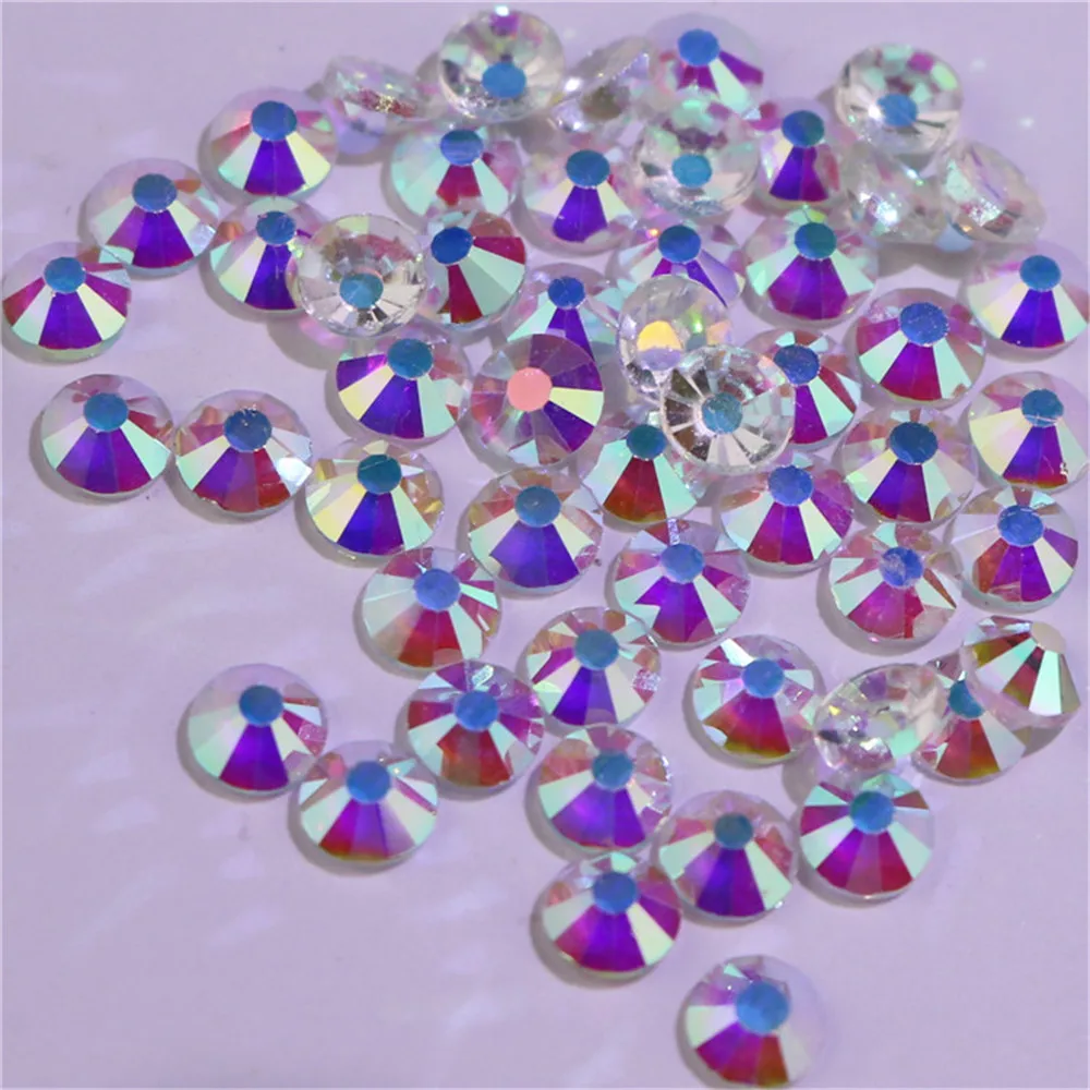 size s2~ss50 Crystal AB/clear Rhinestones Non HotFix FlatBack Strass glue on Fabric Garment Rhinestone Nail Art Decorations