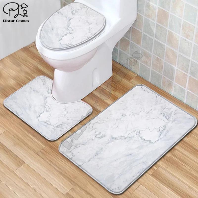 Cartoon funny Colored psychedelic 3D printed Bathroom Pedestal Rug Lid Toilet Cover Bath Mat Set drop shipping