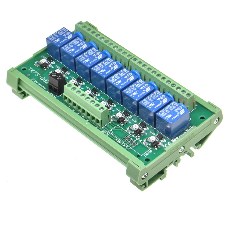 8 Channels relay module DIN Rail Mount SRD-05VDC-SL-C SRD-12VDC-SL-C SRD-24VDC-SL-C 10A 5V 12V 24V DC PNP NPN  1NO 1NC