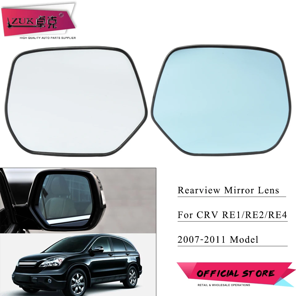 ZUK White Blue Lens With Heated Exterior Rearview Side Mirror Glasses For HONDA CRV CR-V 2007 2008 2009 2010 2011 RE