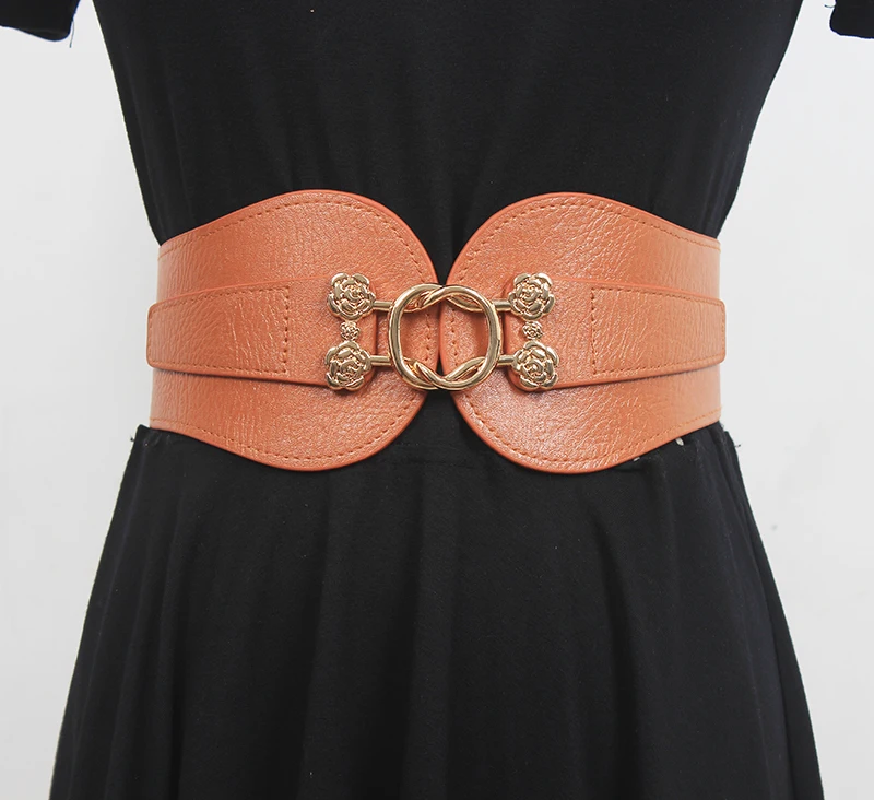 المرأة المدرج موضة مطاطا بولي Leather الجلود فستان Cummerbunds الكورسيهات حزام أحزمة الديكور حزام عريض R2828