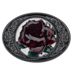 Flower Pattern Belt Buckle Colored Rose