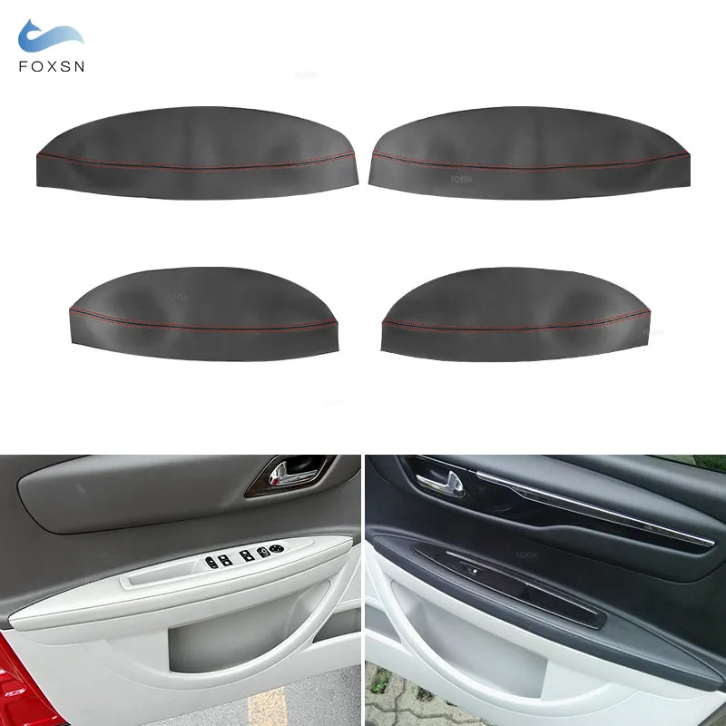 For Citroen C4 2006 2007 2008 2009-2016 / C4 Coupe Leather Door Armrest Panel Cover with Mount Fittings Car Interior Accessories