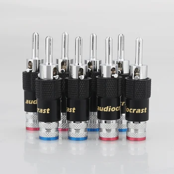 8x Audiocrast 오디오 바나나 스피커 플러그, 나사 잠금, 10mm 케이블 와이어 커넥터