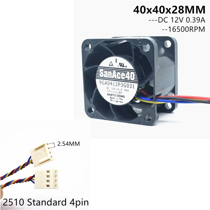 New San Ace 40mm 4cm Server Fan 4028 40X40X28mm 9GA0412P3G031  Server Case Cooling Fan 12V 0.39A Cooling Fan 16500RPM 4PIN