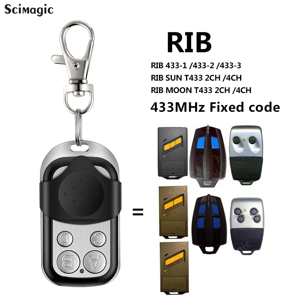 

RIB SUN T433 / MOON T433 Garage Door Remote Control 433.92MHz Fixed Code Command Gate Key Fob Transmitter