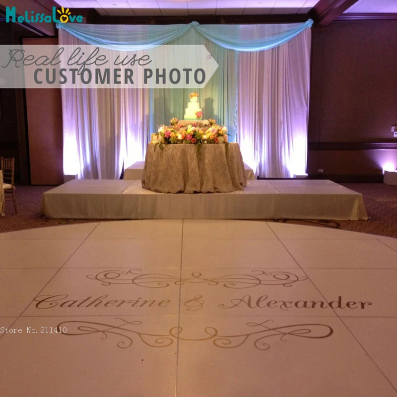 Wedding and Reception Dance Floor Personalized Couples Names Board Decal Custom Vinyl Art Stickers Removable YT6298