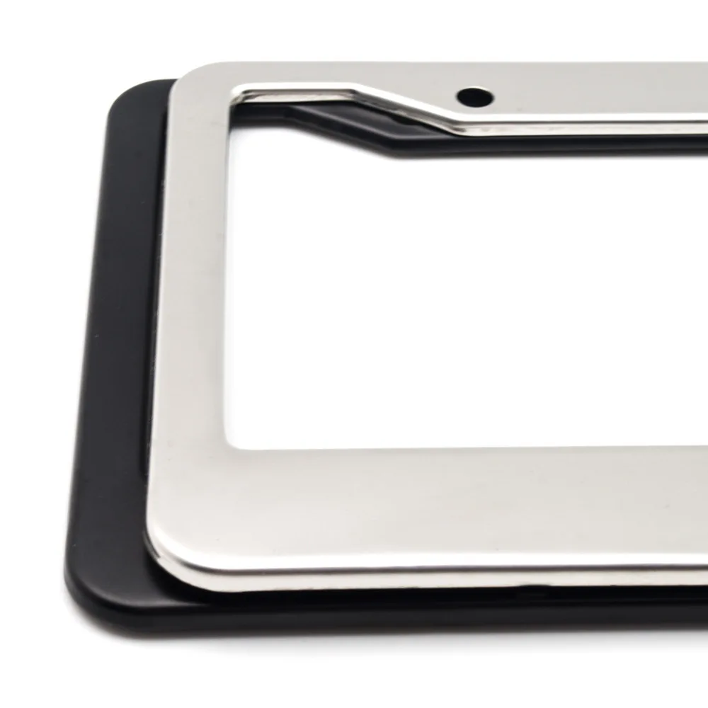 1 PC American Standard Stainless Steel License Plate Frame United States Canada Black Silver Car Number Frame Holder With Screws
