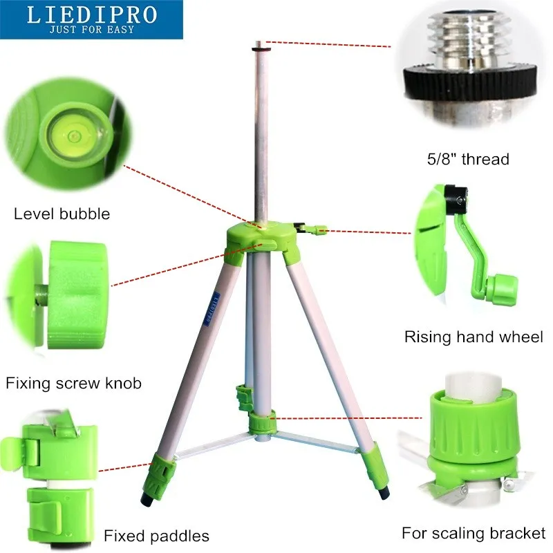 360 degree Line Laser Tripod Super Strong Laser Level Tripod for 1/4 and 5/8 Adapter Laser Holder Metal Aluminum Tripod