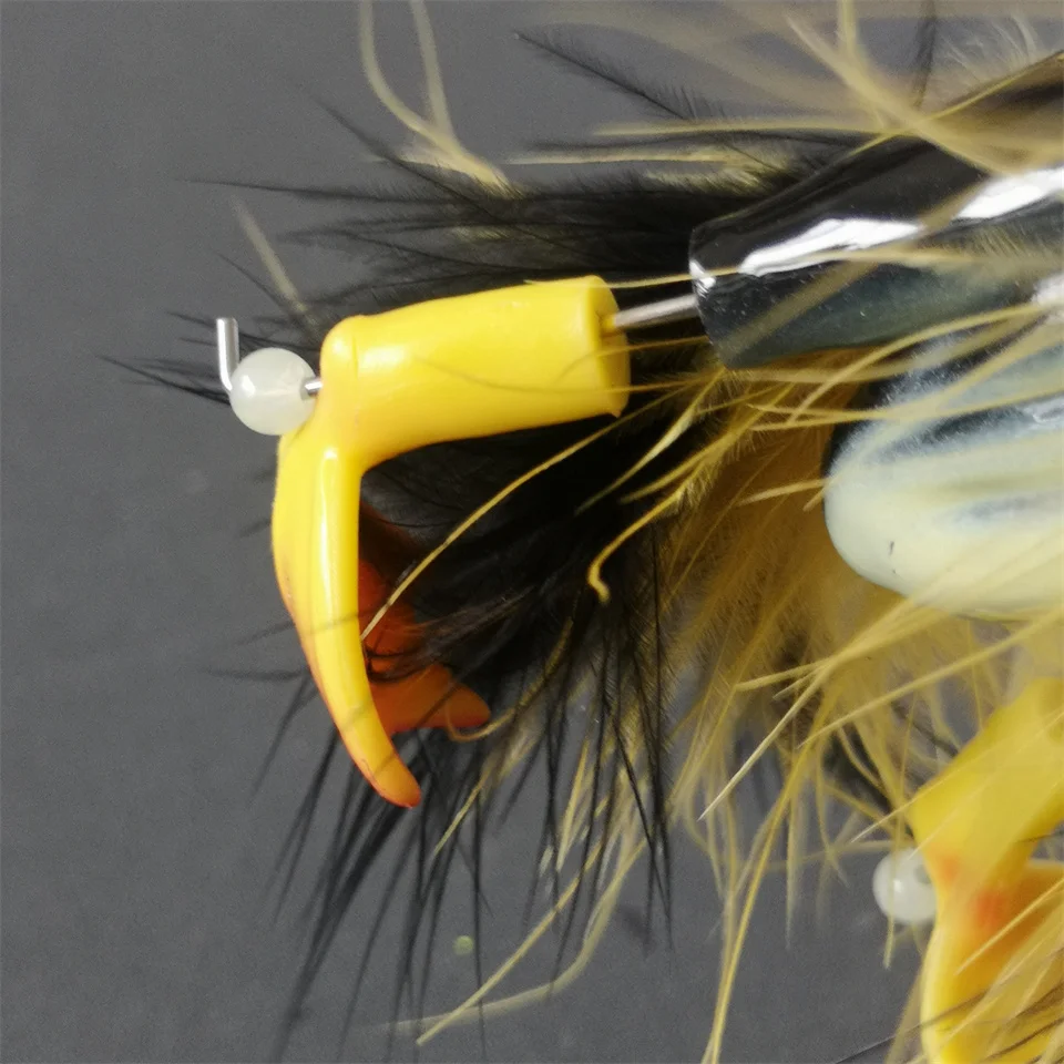 Swolfy 3PCS 105MM 29g Ente Angeln Locken Top Wasser Whopper Poppers Wobbler ABS Künstliche Köder mit Plopping und Spritzwasser Füße – Detail 11