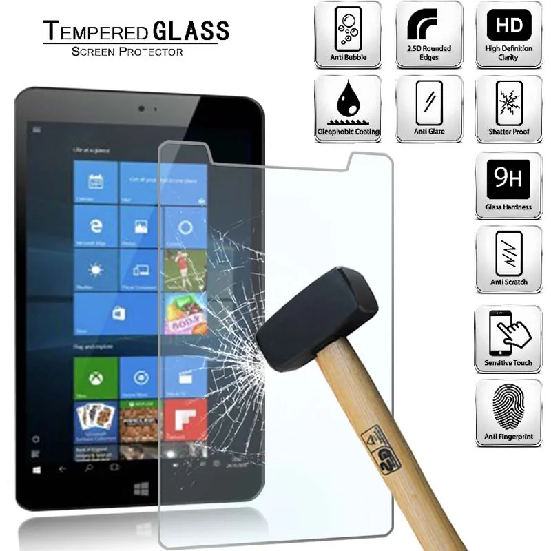 Tablet Tempered Glass Screen Protector Cover for Argos Bush MyTablet 8 Inch Windows Tablet Full Coverage Anti-Scratch Screen