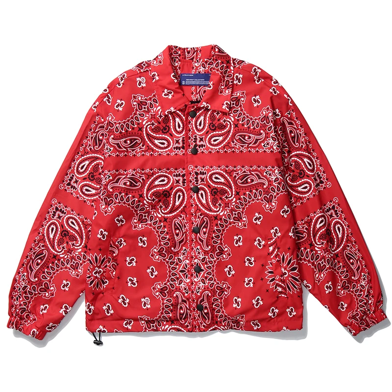 Mens Hip Hop Bandana Paisley Pattern Bomber Jackets Windbreaker Harajuku Streetwear New Nice Autumn Casual Coats Tops Clothing