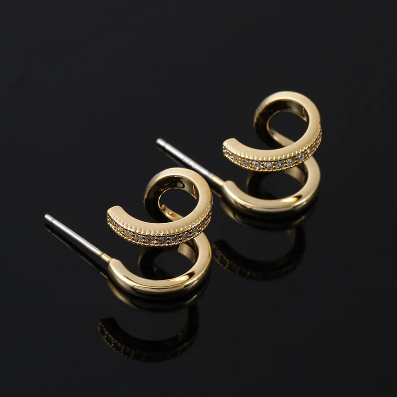 Simple Mosquito Coil Ear Clip Double Ear Ring Conjoined Earring Circle Simple Temperament Earring Female Hot Sale