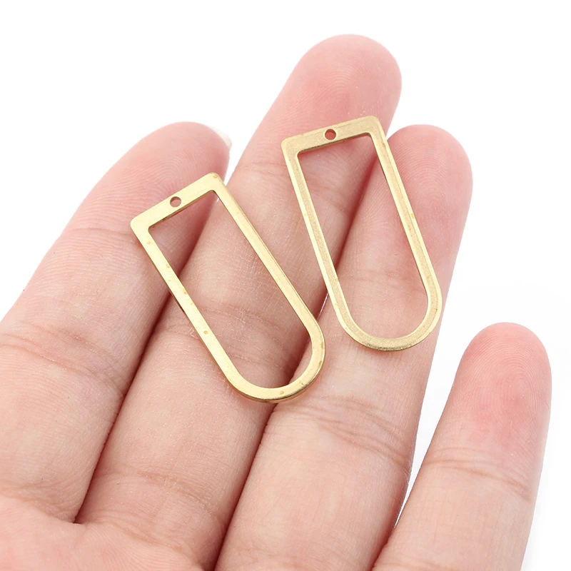 20pcs Raw Brass Charms Open D Arch Shape Pendant For Handmade Earring Necklace Jewelry Making Findings 13x30mm Wholesale Supplie