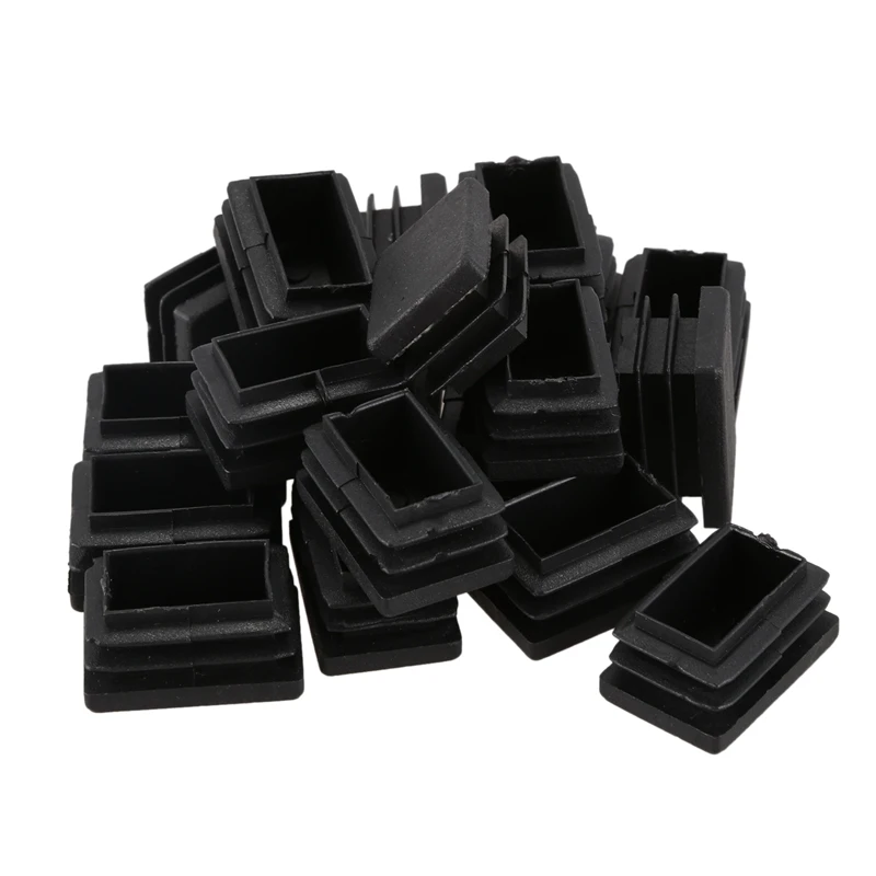 

HLZS-20 pcs Plastic Rectangular End Cap 30mm x 20mm Threaded Pipe Tube Insert Rubber feet