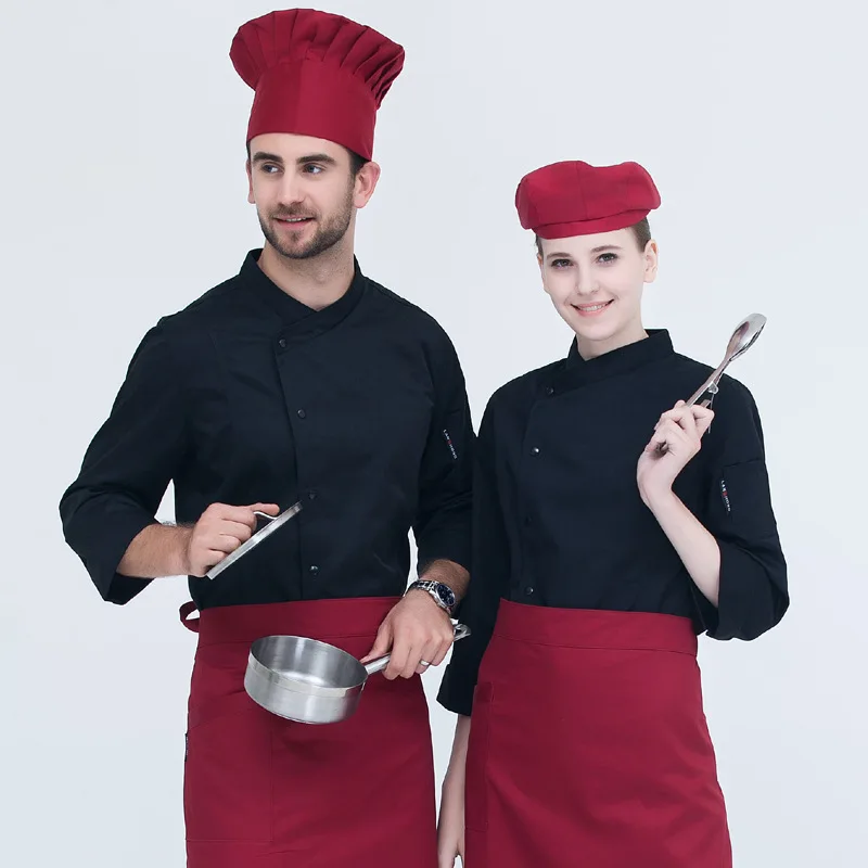 Long Sleeve Hotel Kitchen Chef Jacket Women Cafe Food Service Cook Wear Restaurant Chef Uniform Catering  Waiter Jacket Overalls