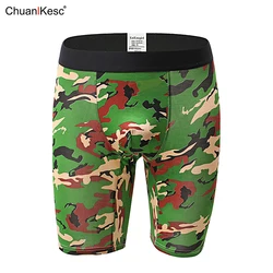 Boxer Long pour hommes/taille européenne/coton/sous-vêtement de sport/respirant/jambe sans Abrasion/pantalon de Camouflage mi-long