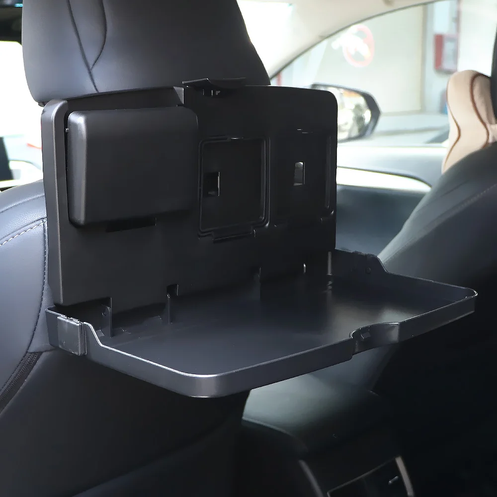 Car Interior Storage Case Dining Mini Table Drink Holder Phone Stand Food Cup Tray Trash Bin Back Seat Strap Auto Accessories