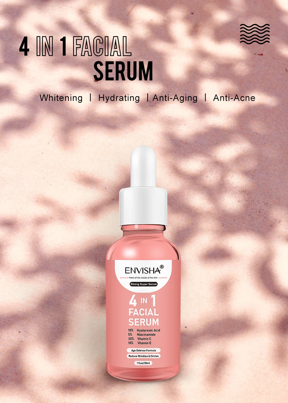 ENVISHA Gesichts Serum Hyaluronsäure Niacinamid Vitamin Gesicht Hautpflege Anti-Aging Falten Bleaching Feuchtigkeitsspendende Schrumpfen Poren – Detail 5