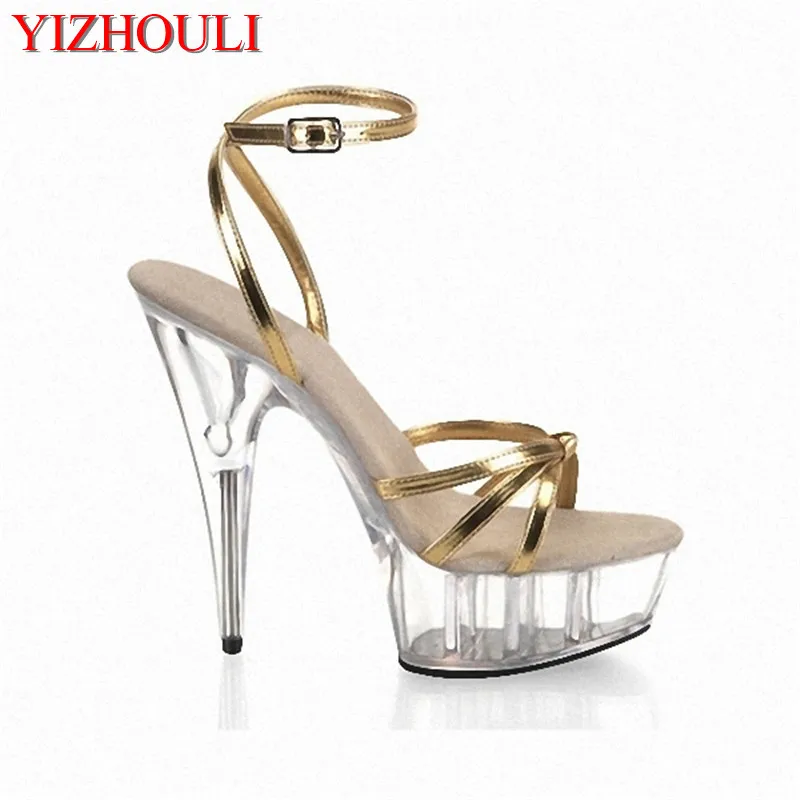 

Sexy Fashion Cut-Out High Heels Crystal Sandals Ultra 15cm High-Heeled Shoes 6 Inch Ankle-Strap Sexy Crystal Shoes For Women